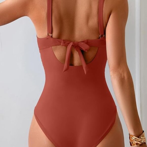 Eomenie Women's One Piece Swimsuits Tummy Control Ruched Push Up Size Medium - Picture 2 of 7